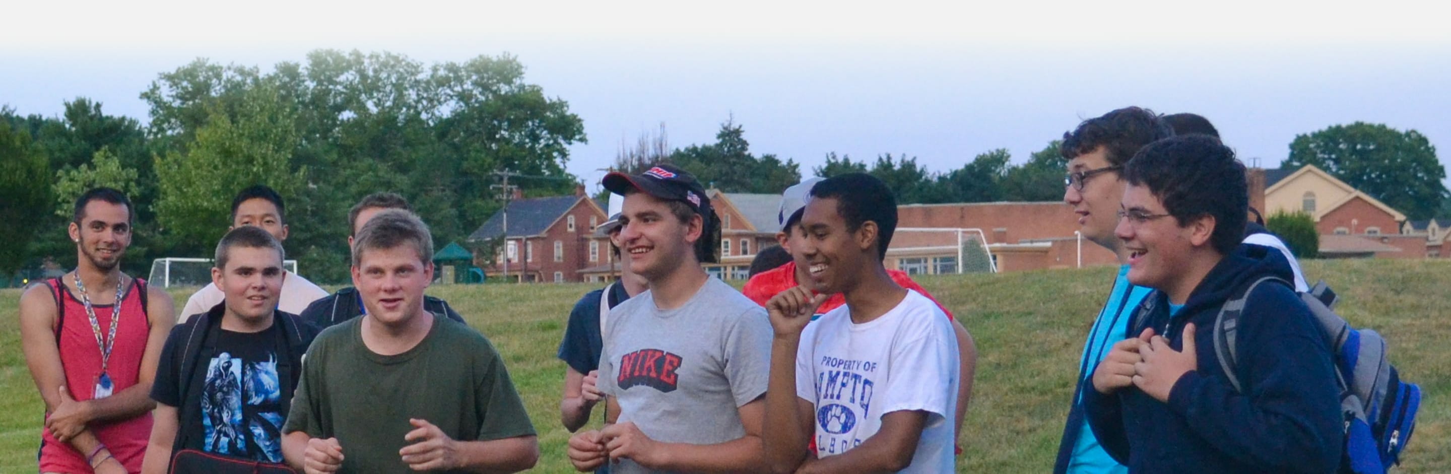 Diverse kids standing outside