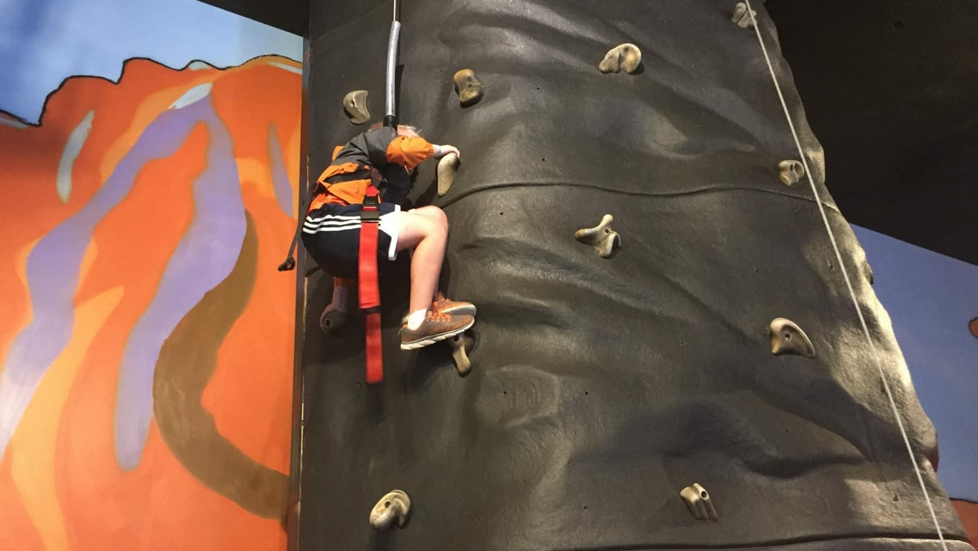 Camper on a trip climbing