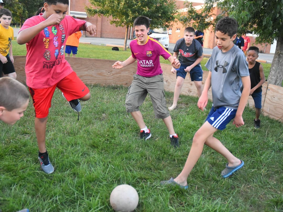Boys playing a sports game