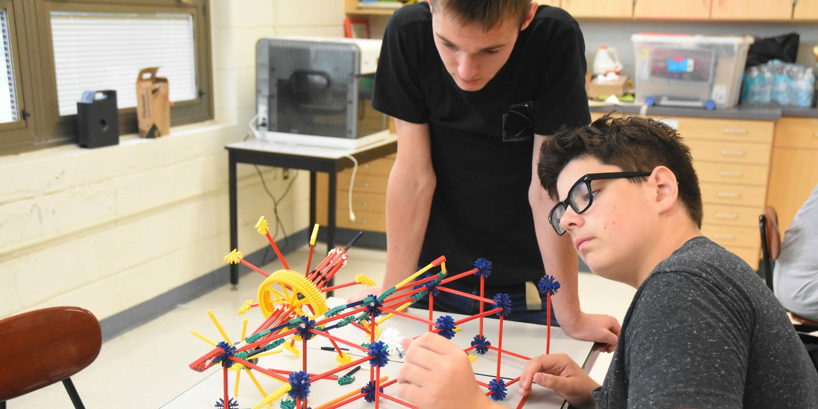 Kids at STEM building structures
