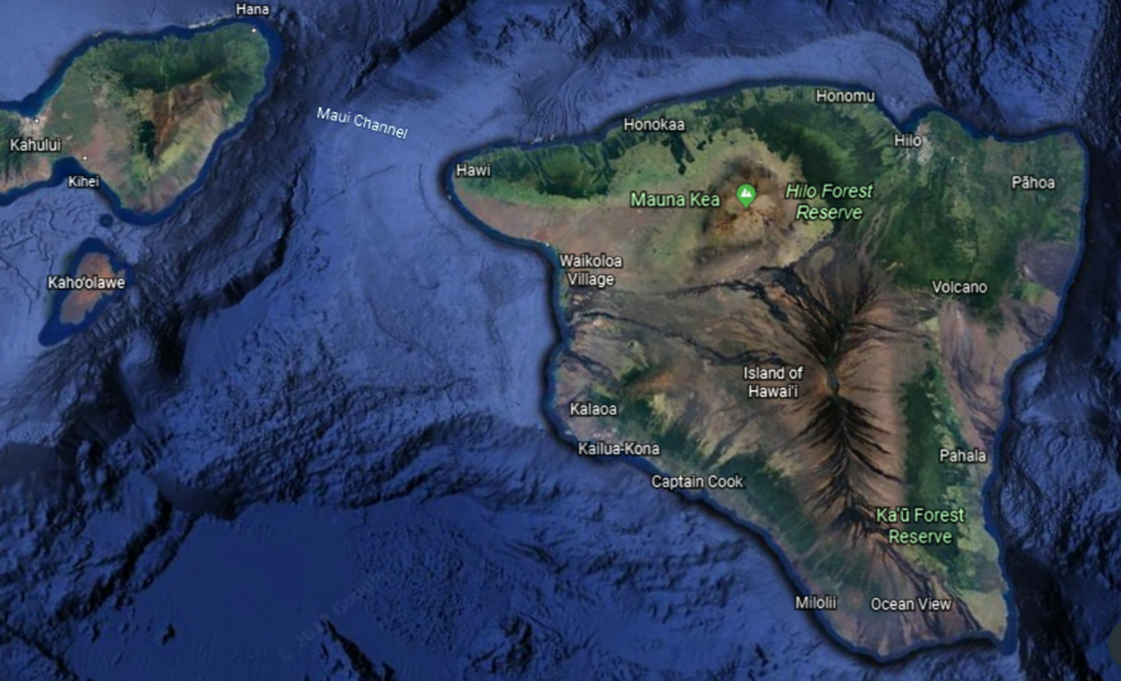 Map of Kauai Island in Hawaii