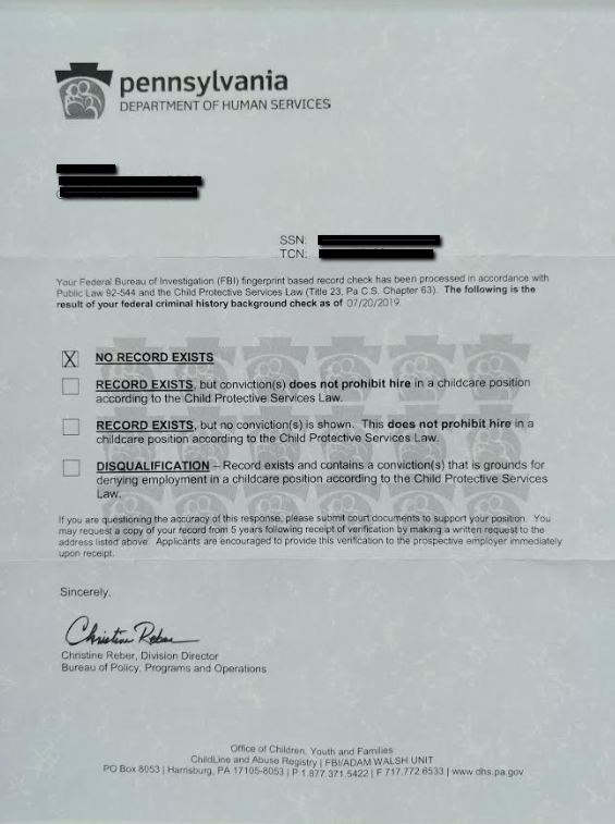 Background Check WalkThroughs Camp Sequoia